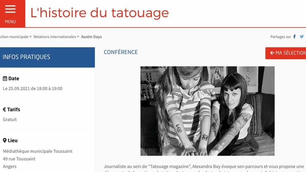 Lire la suite à propos de l’article Conférence sur l’histoire du tatouage à Angers